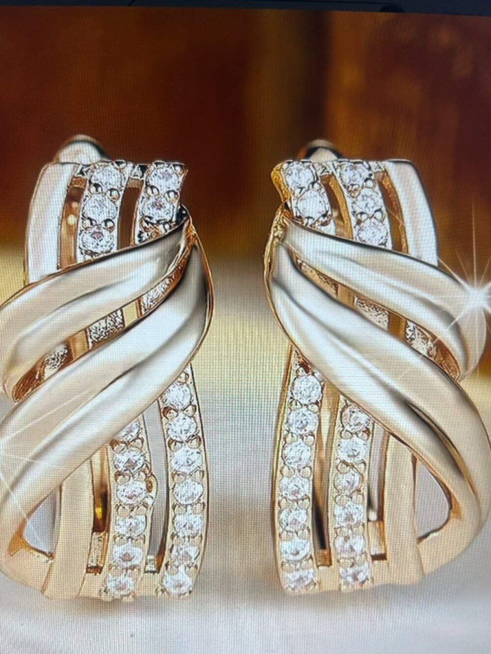NEW! Elegant Classic Vintage Earrings Set with White Synthetic Zircon ~Sz.1.75cm